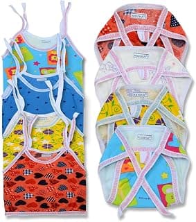KIDSKA KIDSKA New Born Baby Clothing Combo Slevless Jhabla With Nappies,Baby Dress (Multicolor, 0-3 Months) Set of 4 Assorted Color