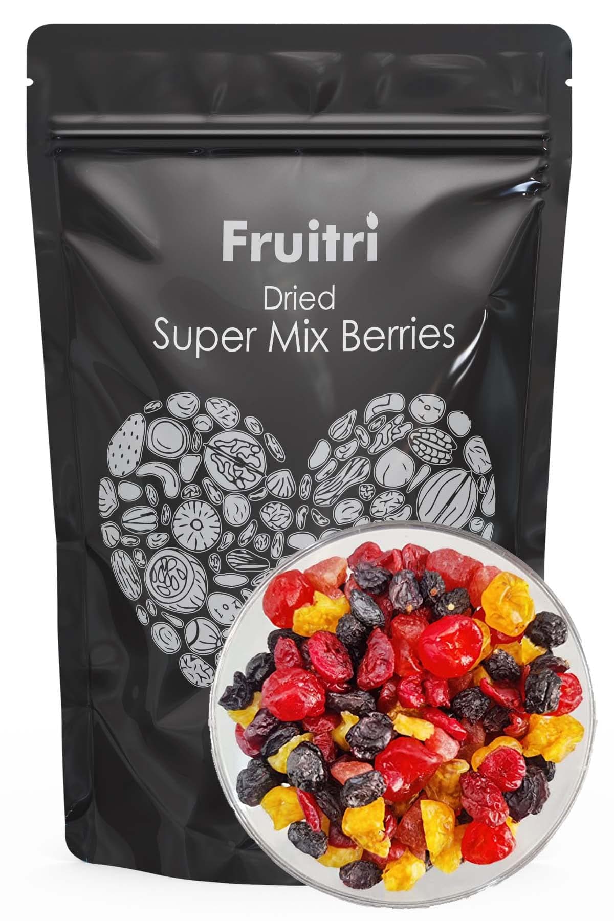 Fruitri Premium Dried Super Mix Berries, Tasty & Healthy Berries, Rich in Antioxidant, Dried Strawberries, Cranberries, Cherry, Black Currant & Raisins Mix | Real Dried Berries(Mix Berries, 200 grams)