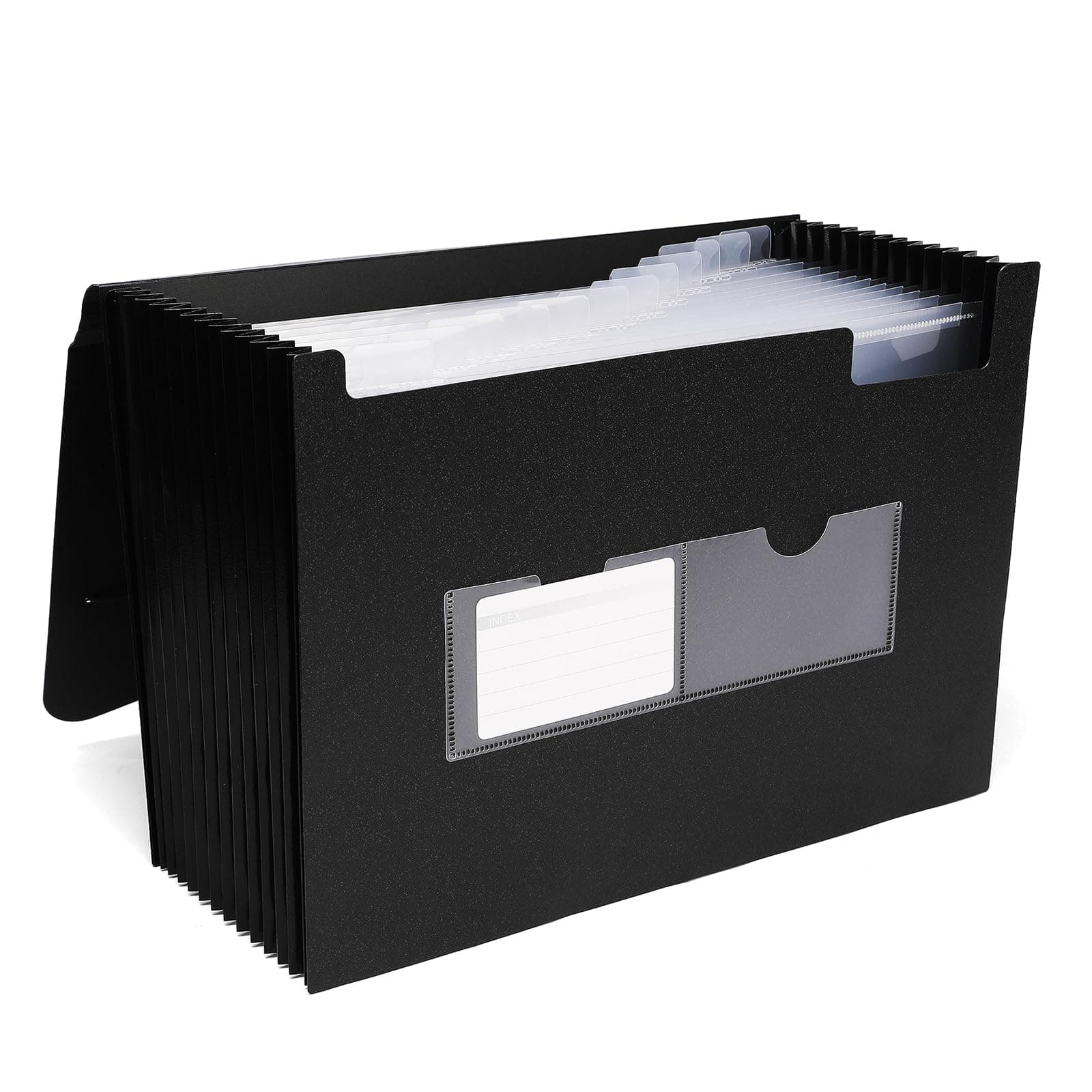 Neomate Expanding File Folder | 13 Pockets, Letter Size Accordion Organizer | Durable Document Storage for Home, School, and Office Use (Black)