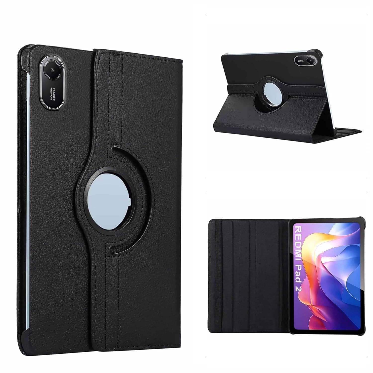 Printme Rotating Case for Redmi Pad 2 11 Inch Rotating Cover | 360 Degree Stand Folio Flip Case | PU Leather Smart Cover with Auto Wake Sleep for Redmi Pad 2 Tablet
