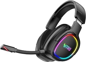 Acer Nitro Triple-Mode Gaming Headset | Bluetooth + 2.4GHz USB-C/USB-A Dongle + Wired | 50mm Drivers | 7.1 Virtual Surround | Running RGB | Low Latency <30ms | Flexible LED Mic | Windows/Android/iOS