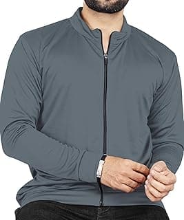FIBREZA Men Solid Polyester Sports Jacket Long Sleeves Full Zip with Pocket Gym, Running & Travel Upper Wear