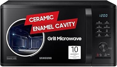 Samsung 23 L Grill Microwave Oven (MG23A3515AK/TL, Black, Various Auto Cook Programs, Keep Warm, Quick Defrost, LED Display, Wire Rack, Ceramic Enamel Cavity with 10 Year Warranty)