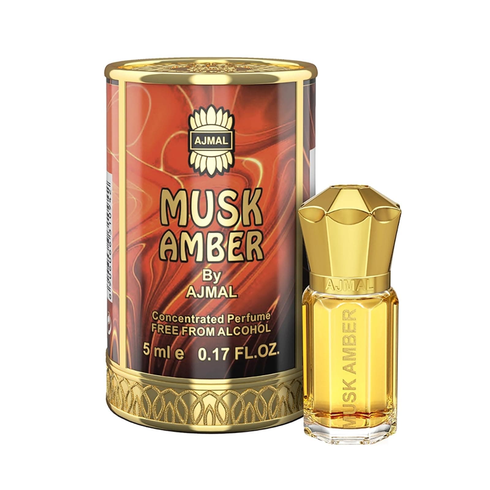 Ajmal MUSK AMBER Attar | Woody & Spicy Fragrance | Non-Alcoholic | Long Lasting Attar For Men - 5 ML