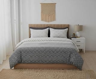 Raymond Home Ornate Super King Size Bedsheet – 100% Cotton, 274x274 cm, Designer Motifs & Floral Patterns (Black)