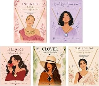 5 Pcs Combo Necklace Set for Women & Girls | Infinity, Evil Eye, Heart, Clover & Pearl Pendant Chains | Adjustable Stylish Daily Wear Fashion Jewellery | Birthday, Rakhi, Friendship Day & Valentine's Day Gift Set