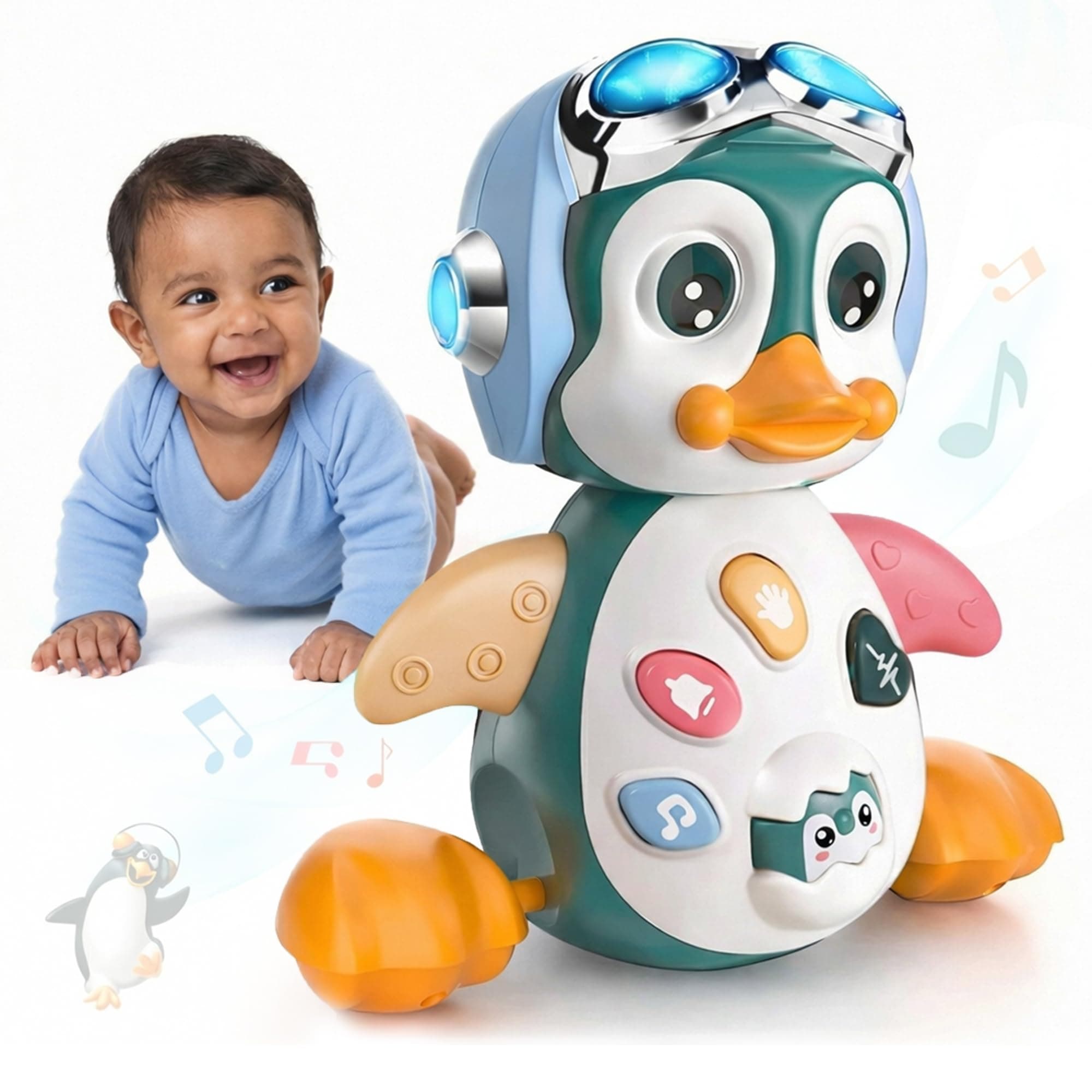 Kidology Walking Dancing Baby Penguin Toy with Music & LED Lights | Educational Preschool Development Kid Toy for 3-18 Months Old Infant and Toddler - Best Gift for Girls and Boys Kids