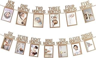 Party Propz 1-12 Month Photo Frame Banner - Set of 1 Photo Banner for First Birthday(Cardstock) | Baby Photo Frame 0 to 12 Months | New Born 0 to 12 Month Photo Frame | Bday Photo Banner 1st Birthday