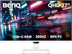 BenQ EW270Q 27" QHD Gaming Monitor, 200Hz, 90% P3 IPS, 65W USB-C, Dual 5W Speakers, Exceptional Audiovisual Enjoyment for Movie & Binge