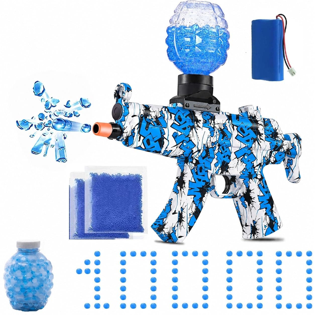 Amitasha Automatic Gel Blaster Toy Gun for Kids with 10,000 Gel Blaster Balls Rechargeable Battery Operated Outdoor Electric Target Game Toys for Boys Age 6 Year Above Birthday Gift