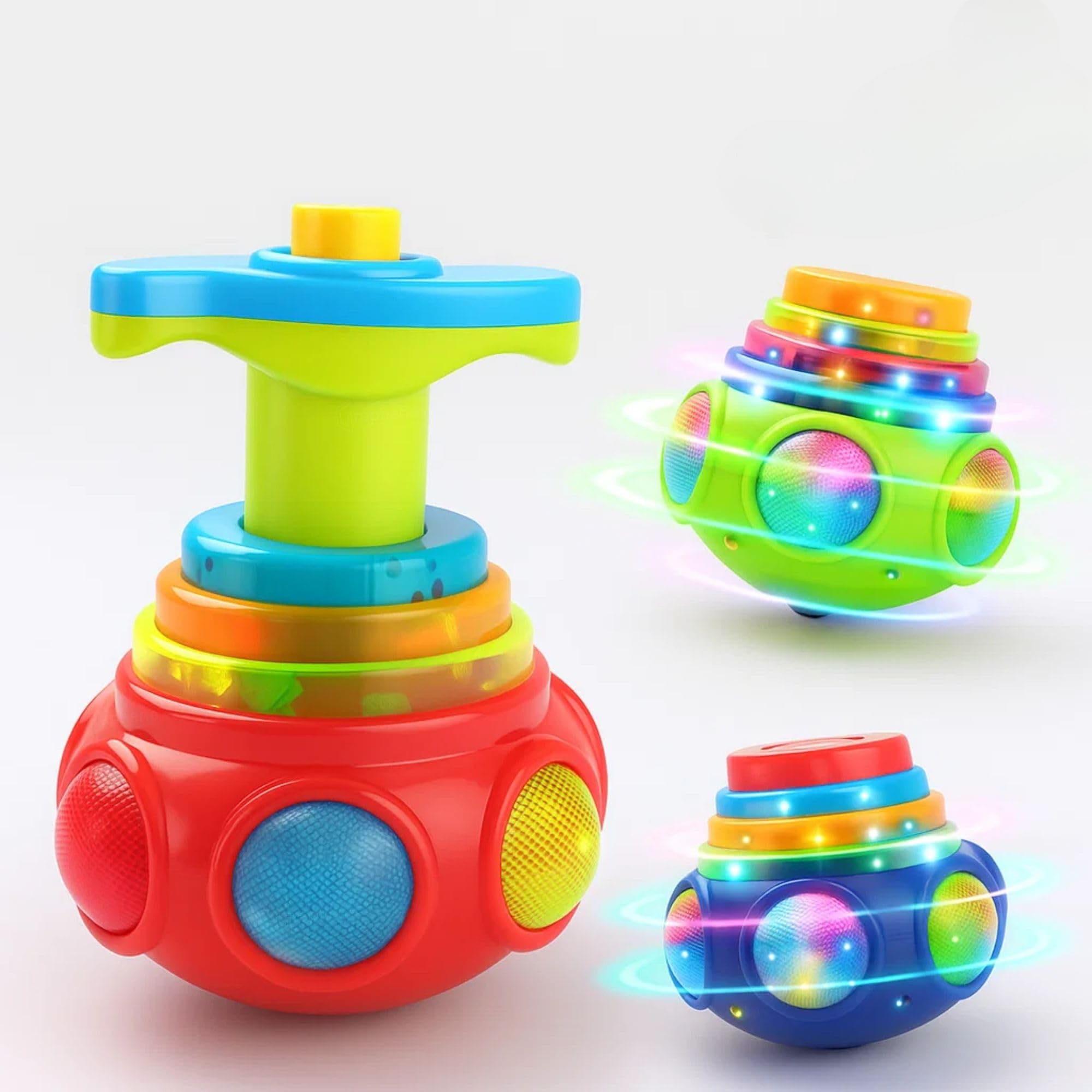 GRAPHENE Spinner Top Gyro Magic Lattoo Toy Flashing Plastic Magic Spinner with LED Lights Music Attractive Fidget Toy Non-Toxic Safe Spinning Top Laser Toys for Kids Multicolor (Pack of 1)