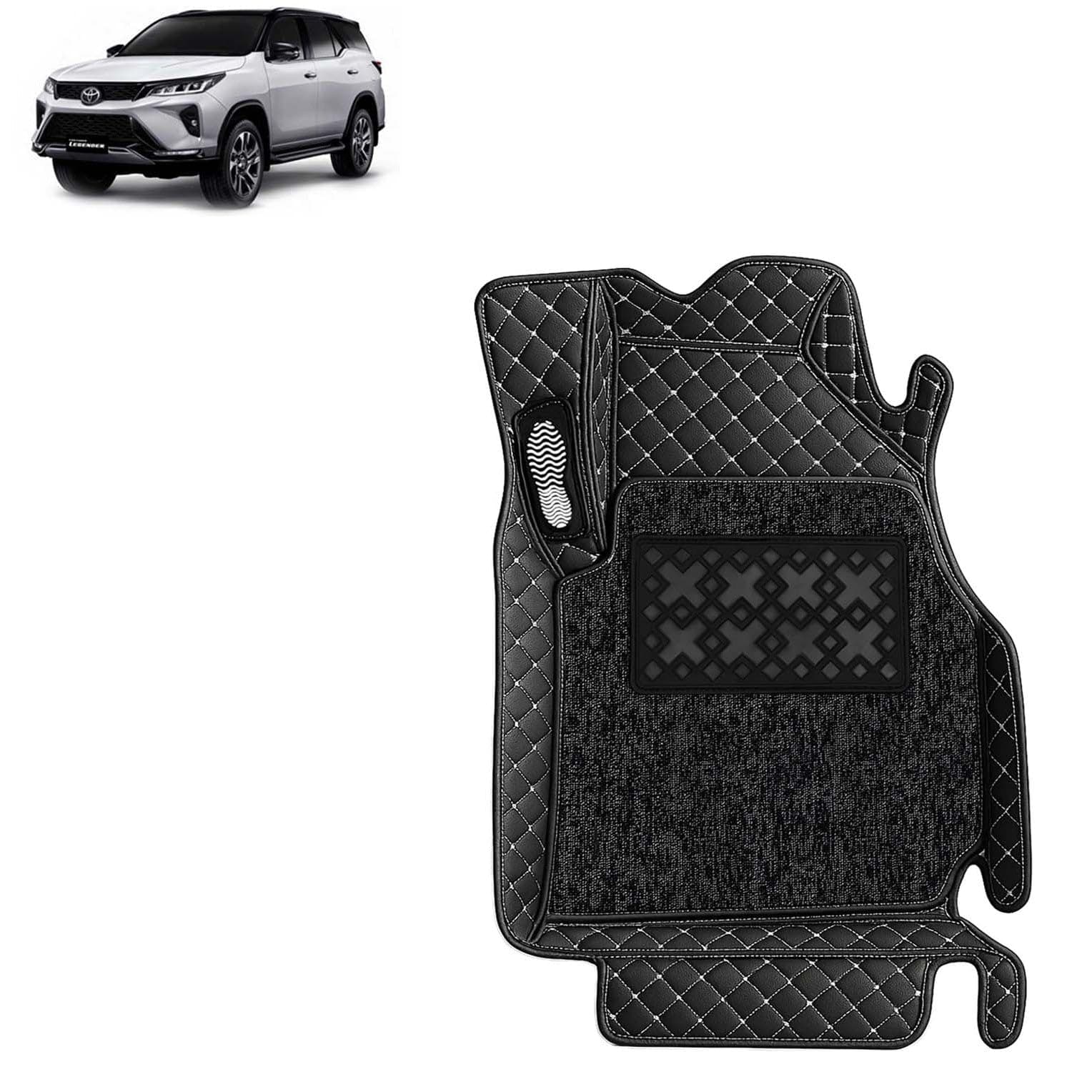 KINGSWAY Accessories Premium 7D Car Floor Mats Only Compatible with Toyota Fortuner (Manual Transmission) Year 2021 to 2025, Set of 4 Pcs, 100% Waterproof & Washable 7D Car Foot Mats, Classic Black