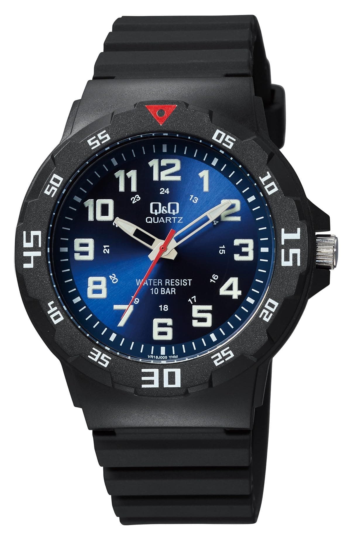 Q&Q Men’s Analog Watch with Blue Dial & Fibre Strap | 100M Water Resistant Wrist Watch for Men & Boys | Lightweight, Durable & Stylish Casual Sports Watch