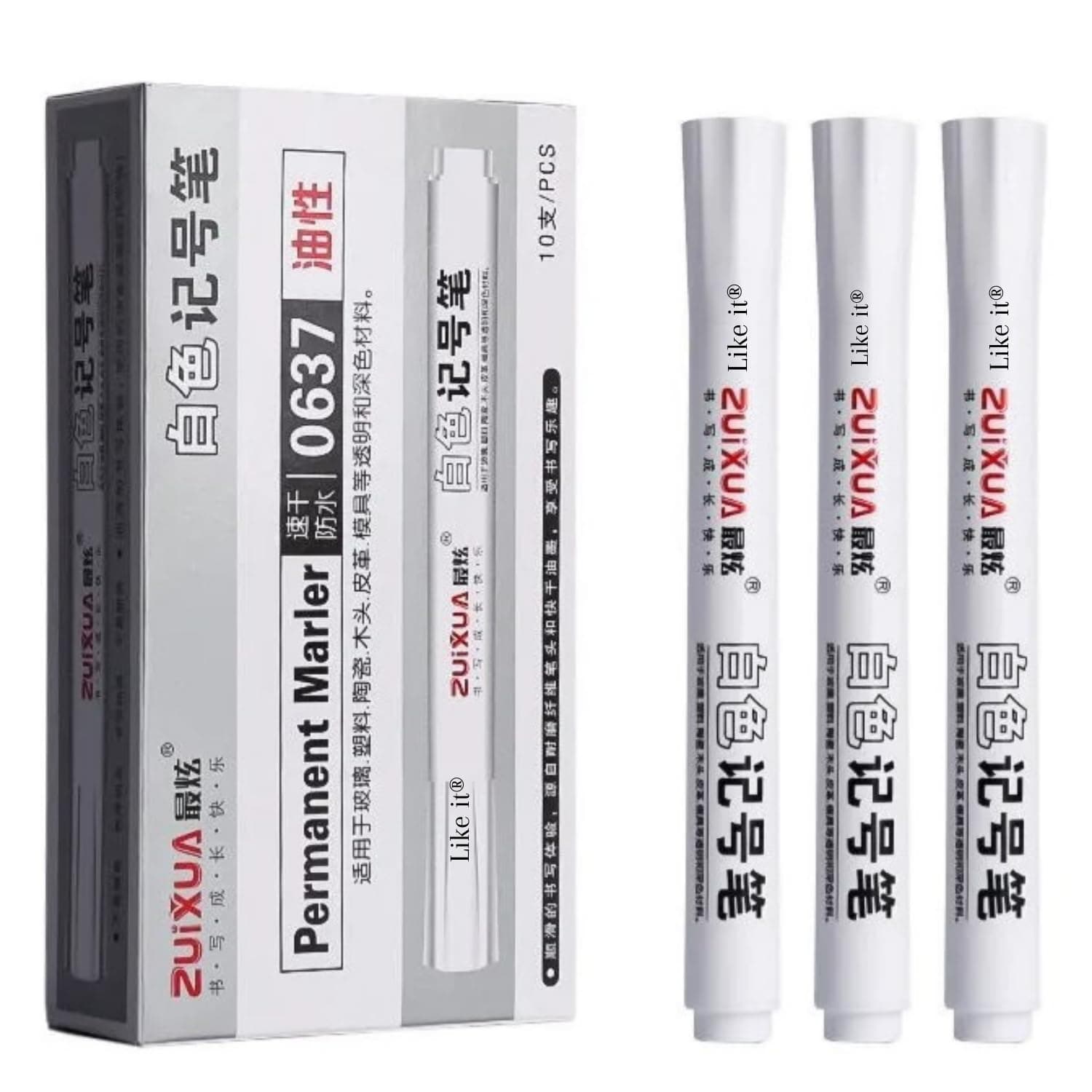 like it 3pcs Waterproof White Permanent Paint Pen Fine | Oily Marker Pens for Rock Painting, Stone, Canvas, Glass, Metal, Ceramic & Tire (3)