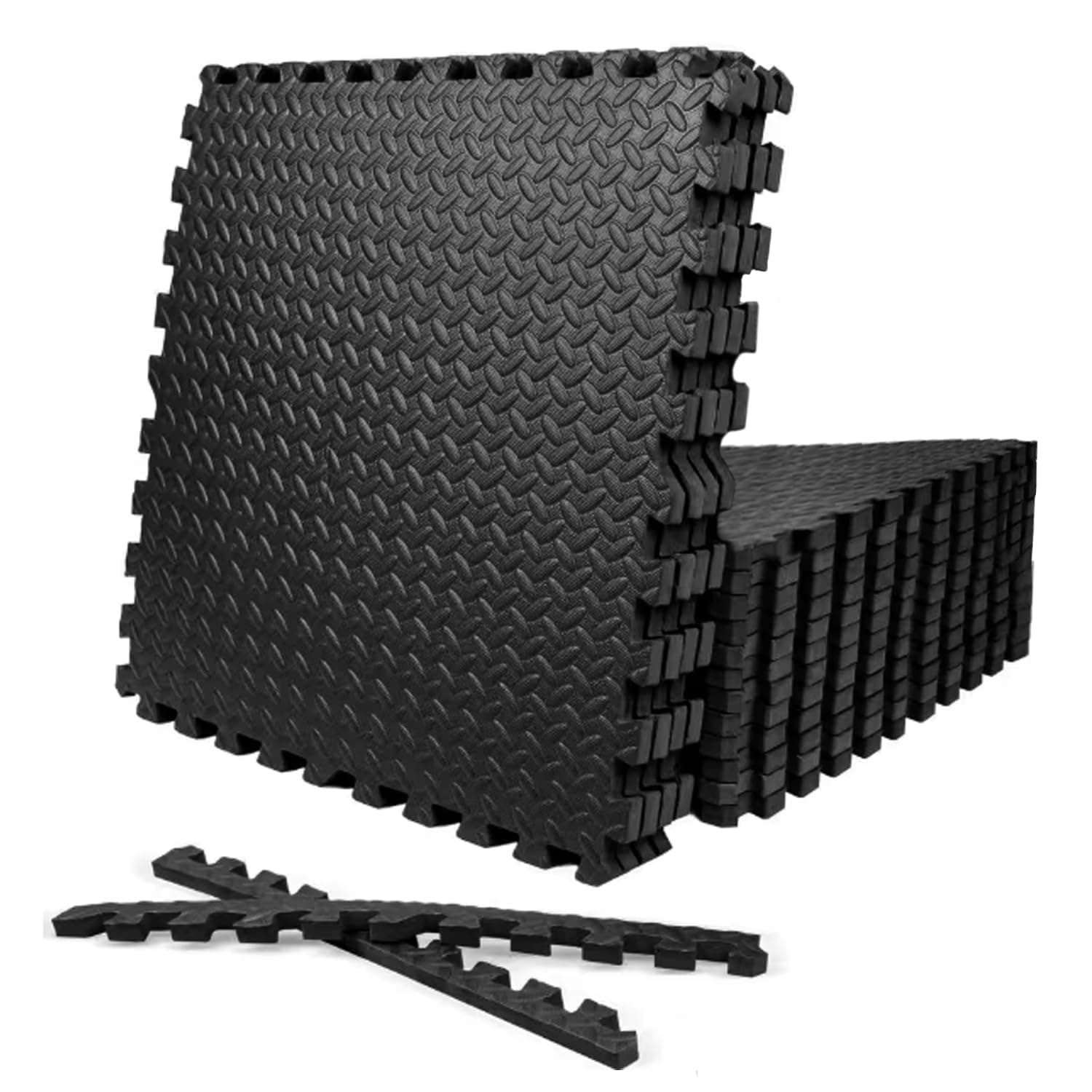 Xtrim Puzzle Exercise Mat, 16 Tiles & 16 Borders, High-Density EVA Foam Mat, Interlocking Tiles, Shock Proof, Protective Flooring for Gym Equipment, Puzzle Foam Mat for Home, Kids Area