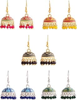 Qiroko Gulnaar Collection | Jhumka For Women Ethnic Meenakari Traditional Enamel Pearl Jhumki Earrings Set For Women And Girls | Multi-Colour | Anniversary Birthday Gifts