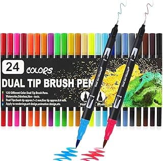 FI FIDROXIMPERIA Fidrox Premium 24 Set Sketch Pen Set Drawing Pen Dual Tip Brush Pens Markers 24 Shades Art Markers Set Fineliner Color Pens Water Based Marker for Calligraphy Sketching,Multicolor