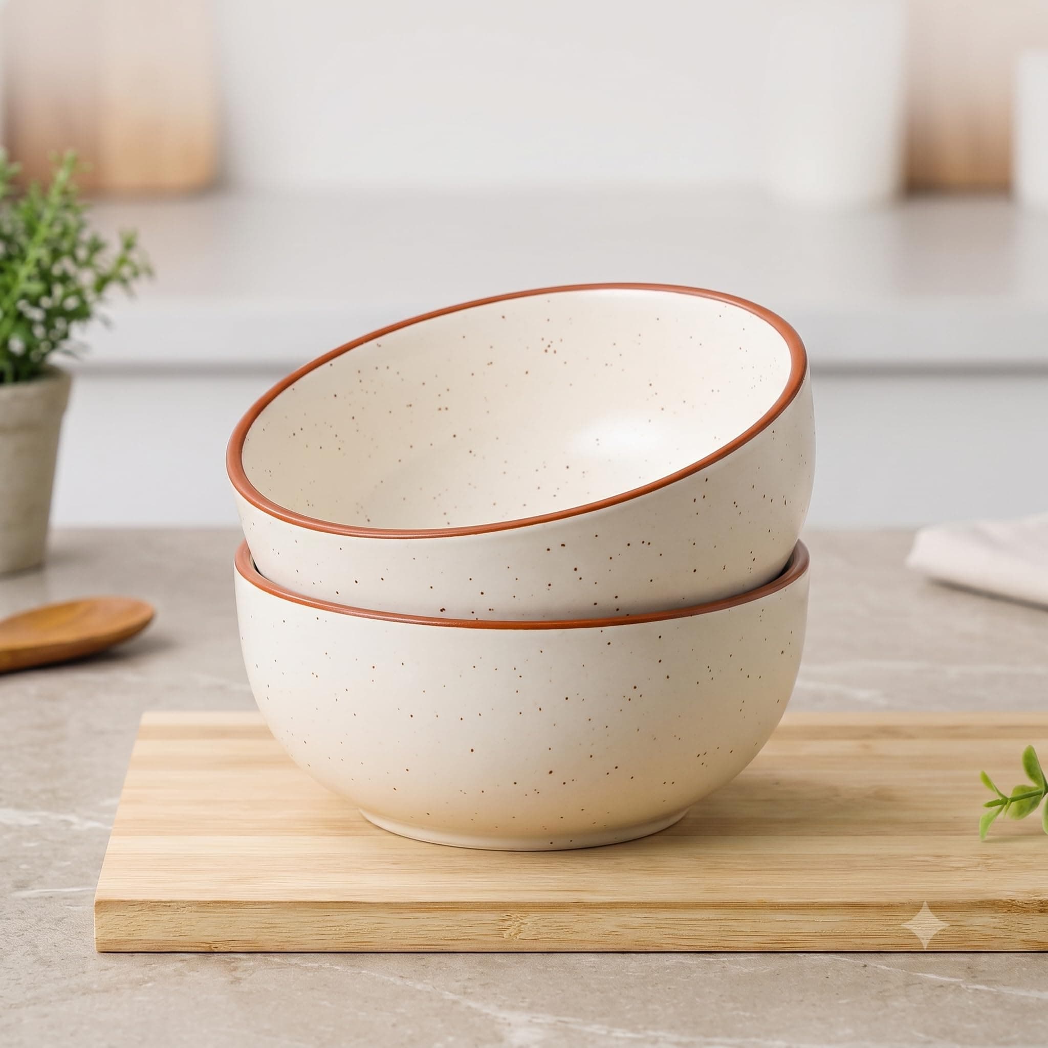 CRESSNOVA Classic White Marble Large Ceramic Serving Bowl Set of 2 | 1L Microwave Safe Bowl | Mixing Bowl for Salad, Pasta, Noodles, Fruits & Snacks | Large Soup Bowl for Home, Restaurant & Gifting
