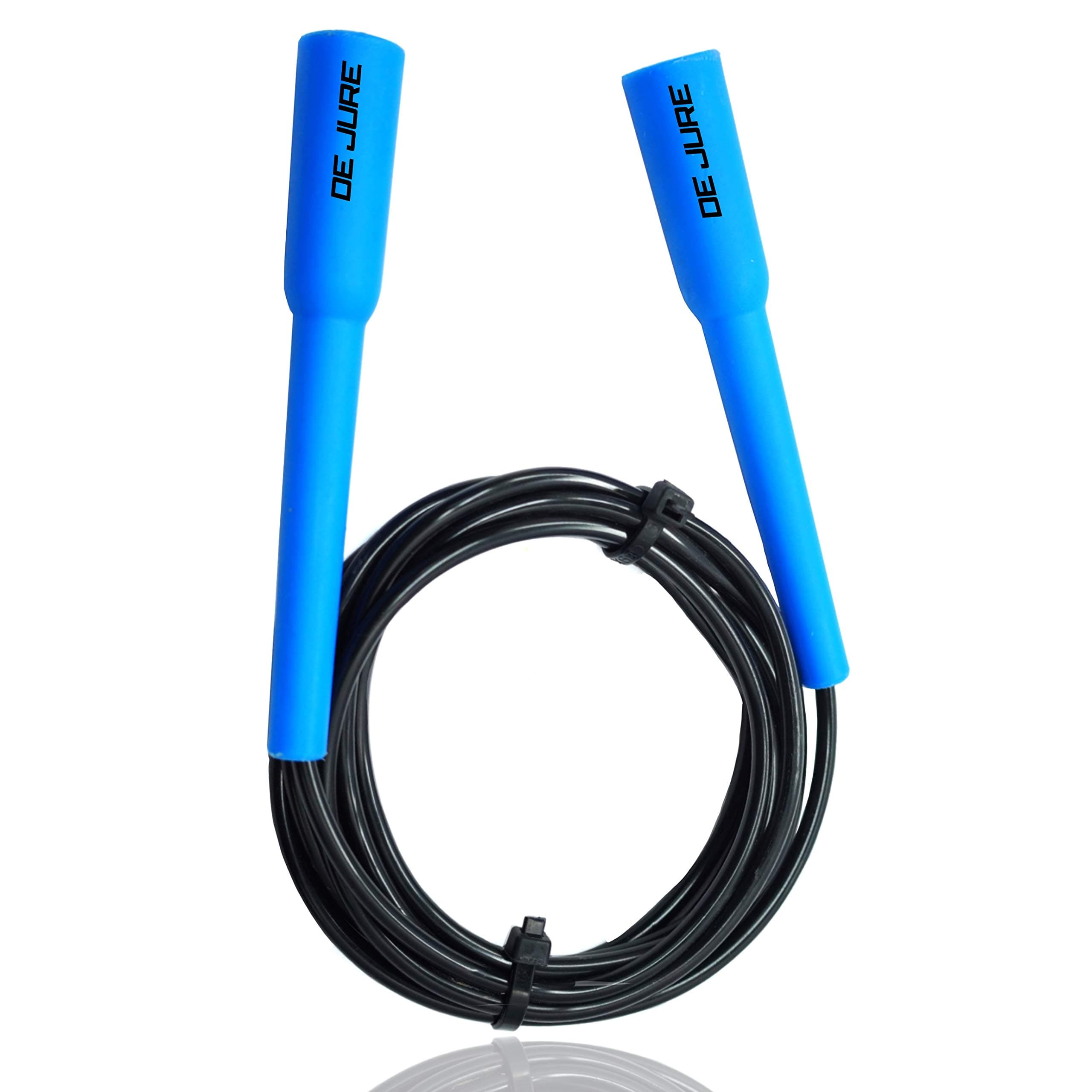 De Jure Fitness Adjustable Speed Skipping Rope, Slim Ball Pencil Design | Weight Loss Jump Rope for Home Gym & Cardio Workout, 275cm, Blue