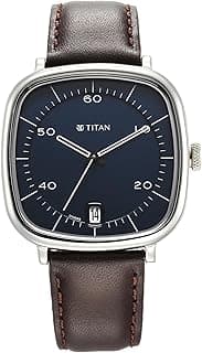 Titan Titan Neo Curve Quartz Analog with Date Blue Dial Brown Leather Strap Watch for Men - NT1885SL03