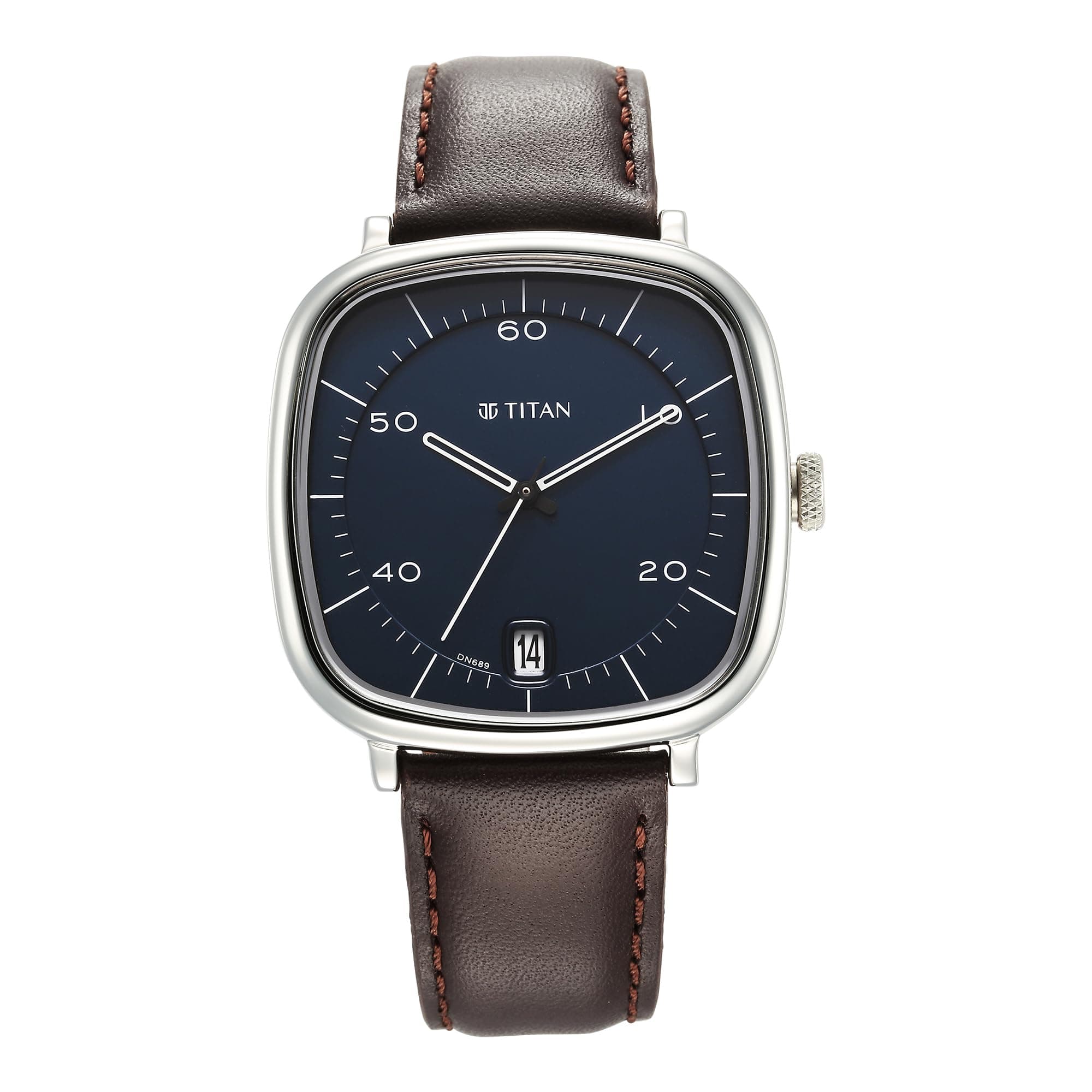 Titan Neo Curve Quartz Analog with Date Blue Dial Brown Leather Strap Watch for Men - NT1885SL03