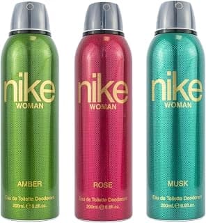 Nike Women Deodorant Spray Combo (Amber + Rose + Musk) – 200ml Each | Pack of 3 Long Lasting Body Spray | Odour Control & Freshness | Deo for Women