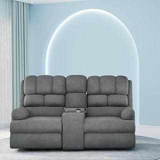 The Sleep Company 2-Seater Luxe Motorised Recliner Sofa | Patented SmartGRID Technology | Superior Seat Comfort | Cupholders & 25L Storage | Charging Ports | Grey | Free Installation