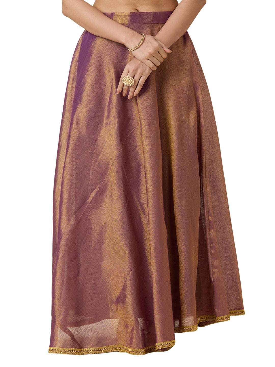 Studio Shringaar Women's Shimmer Silk Skirt Lehenga with 4 Meters Flare (Free Size)