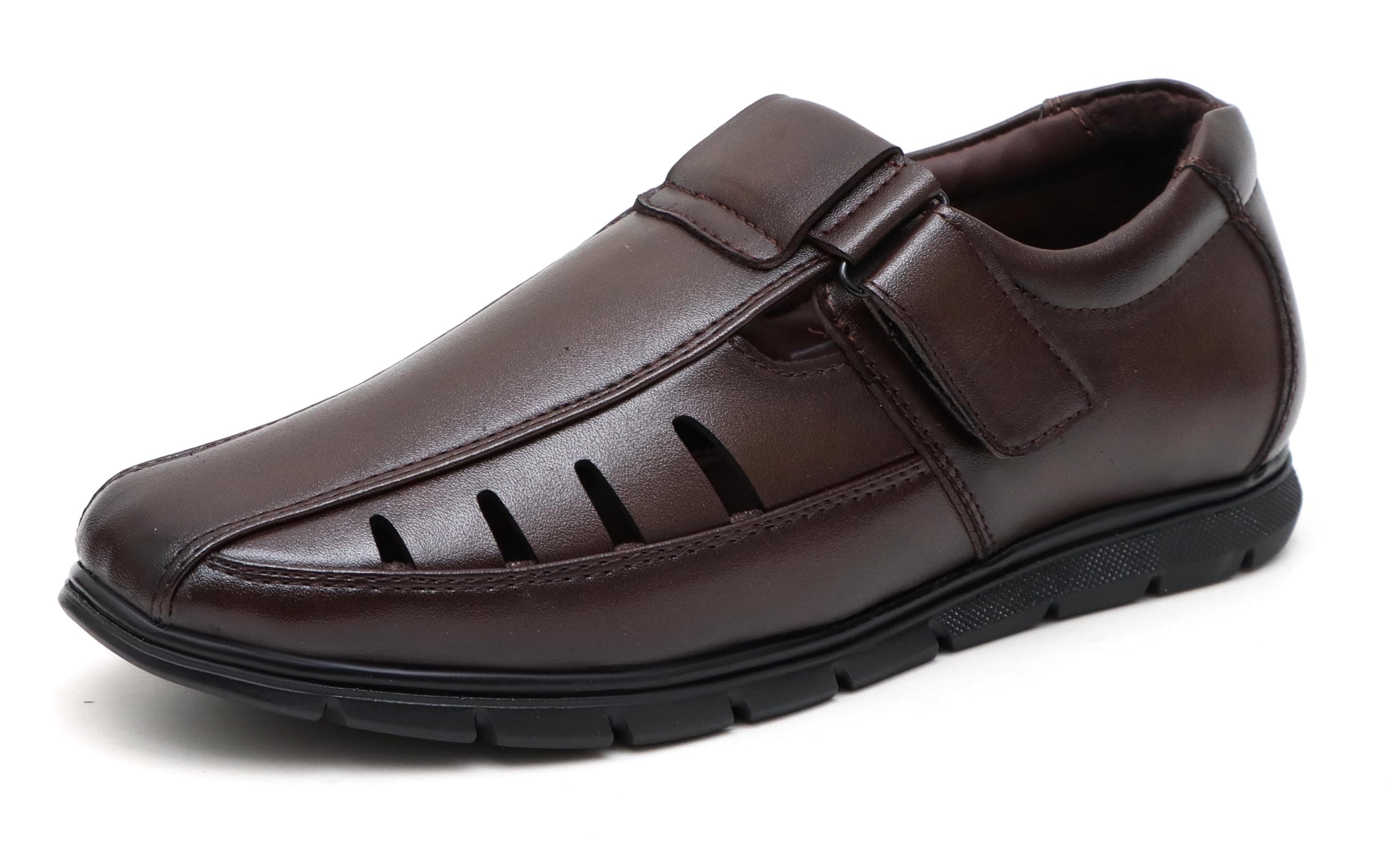 BRUTE Faux Leather Sandals for Men | Fisherman Sandals | Closed Ethnic Sandals