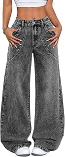 GRECIILOOKS Cargo Jeans for Women – Wide Leg High Waist Baggy Denim Pants | Casual Fit Trousers with Utility Pocket Design