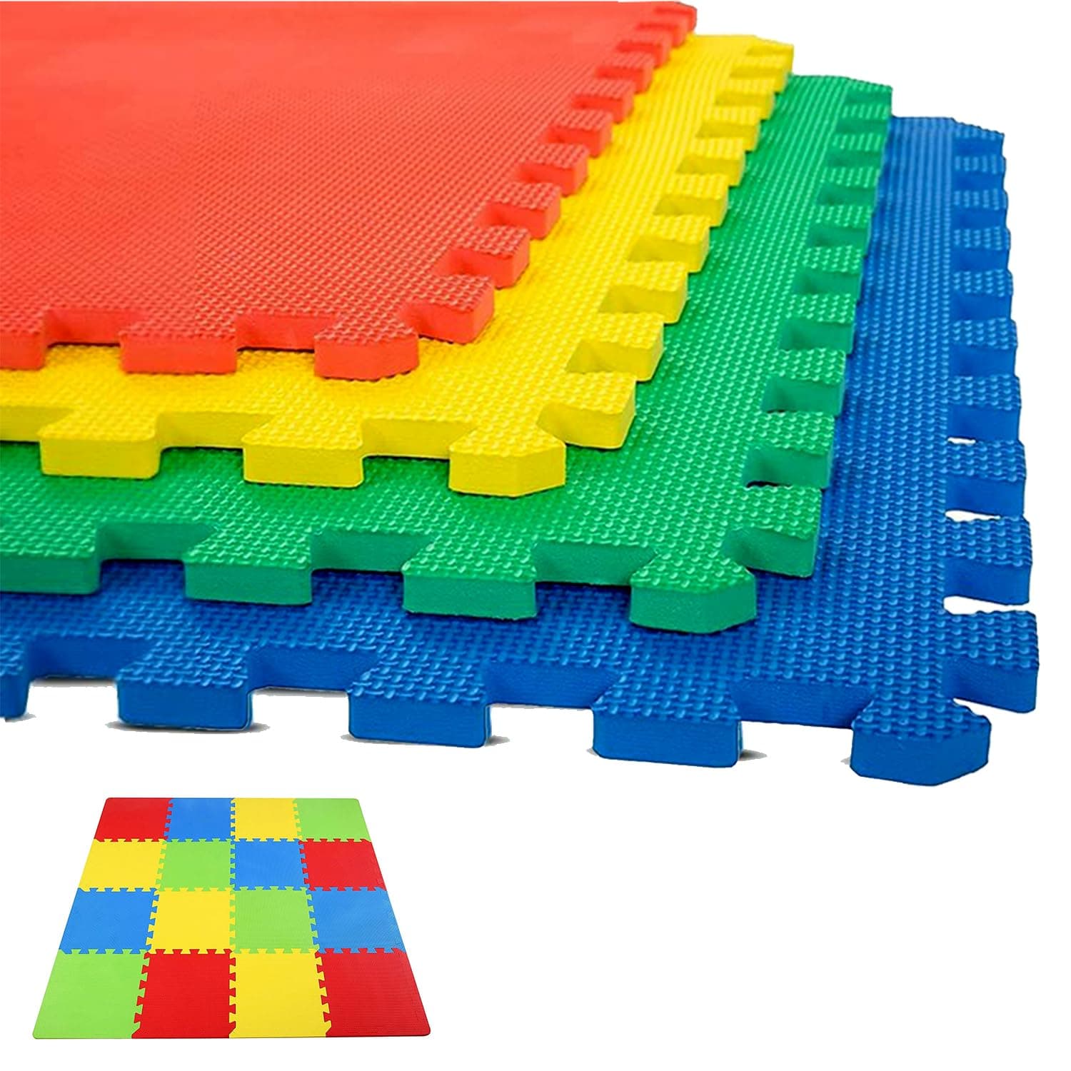 Xtrim Multicolor Kid’s Play Mat for Floor Cushioning (Set of 16) Interlocking Tiles, Soft, Durable, Eco-Friendly, Anti-Slip, Waterproof, Perfect for Playtime, Exercise & Baby Protection on Hard Floors