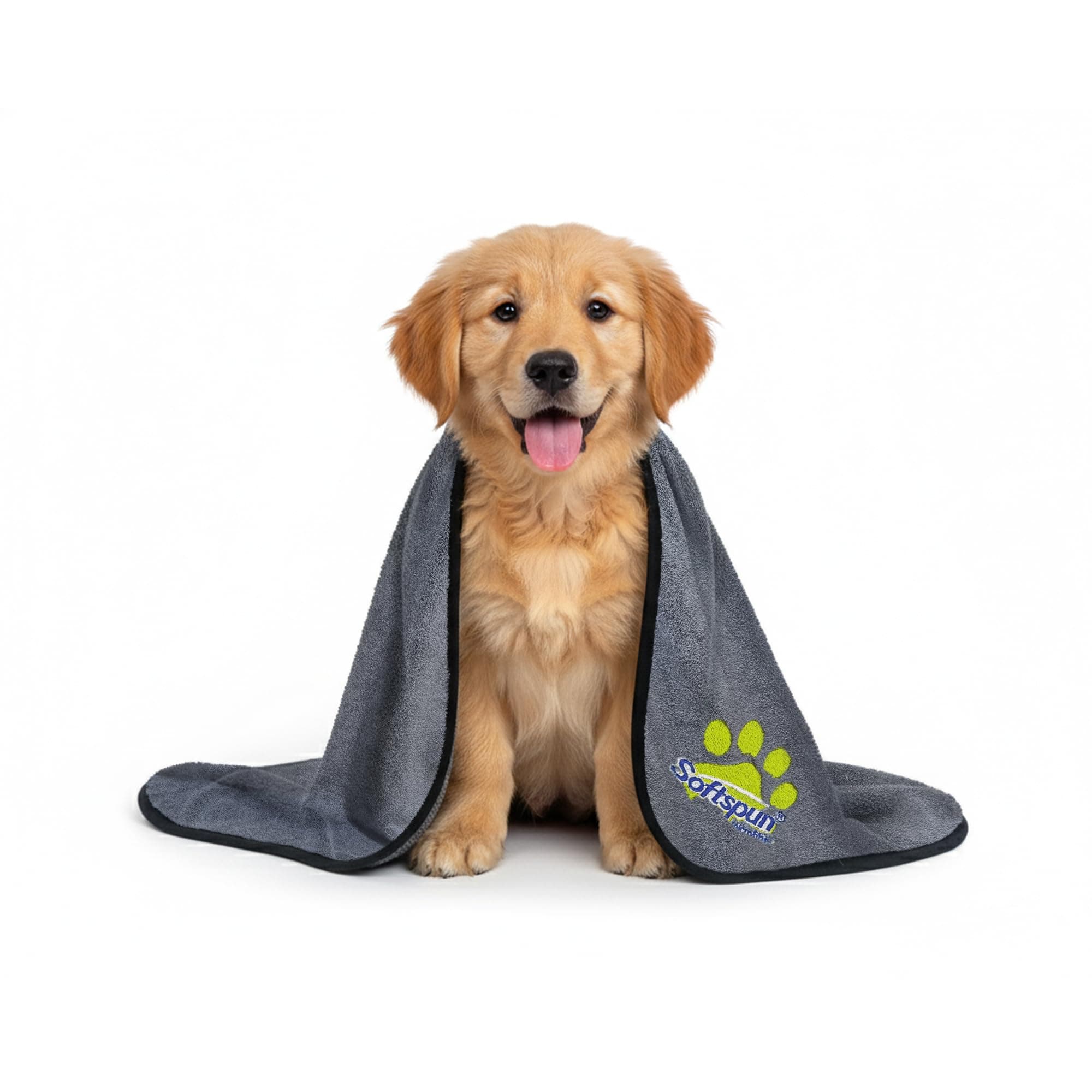 SOFTSPUN Microfiber Pet Towel 40x60cms 1pcs 380gsm Grey! Ultra-Absorbent for Drying Pets Quickly. Quick-Drying, Machine Washable, Ultra-Soft for Small Dogs & Cats of All Breeds.