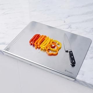 Bmado Premium Food Grade Counter Top Stainless Steel Chopping Cutting Board Vegetable,Fruit,Bread & Durable Safe & Heavy Duty, Regular (351 x 310 x 1.1)