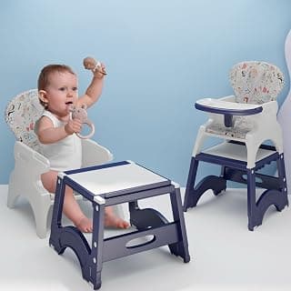 Lifelong Cuppy High Chair for Baby 6M to 7 Yrs, 4 in 1 Convertible High Chair, Activity Table with Blocks, Study Table, Dining Chair with 5-Point Harness, Washable Cushion & Detachable Tray (LLCHC03)