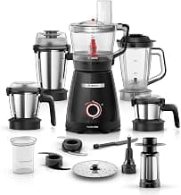 Bosch PureMixx Plus 800W | Mixer Grinder + Food Processor | 5 Jars | 40+ Functions | Atta Kneading, Chopping, Slicing | Coarse Grinding | Hands Free Operation | 7 Year Motor Warranty (MP8515A1KI)
