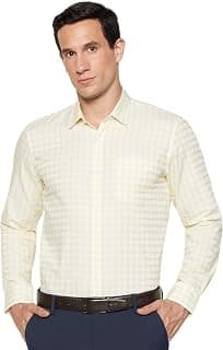 Peter England Men's Classic Checkered Formal Slim Fit Full Sleeve Shirt | Wonder Fabric | Cotton-Rich