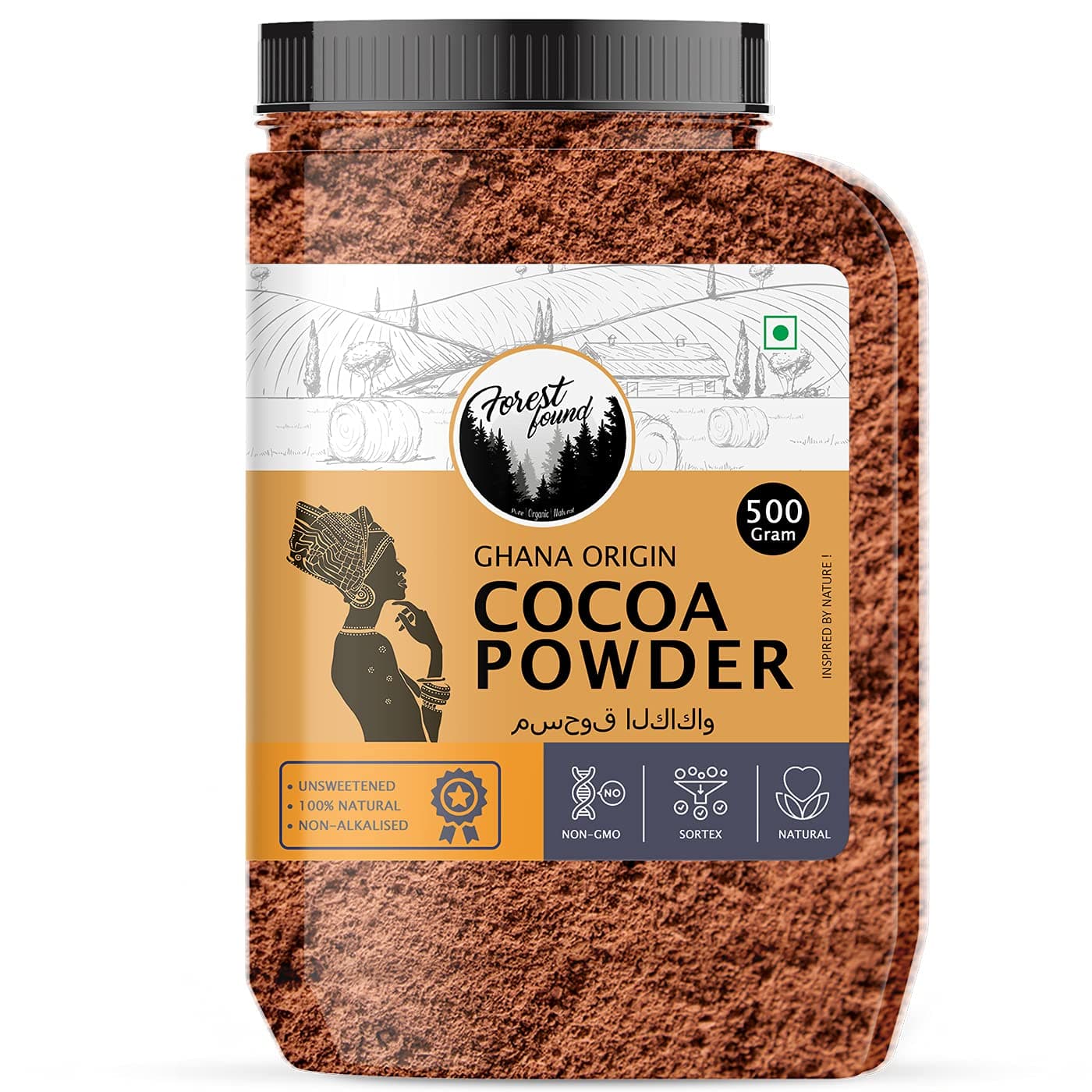 Forest Found 100% Pure Dark Cocoa Powder 500g | Unsweetened Natural Dutch Process Cacao for Baking, Chocolate Making, Cakes & Smoothies | Rich Aroma, Keto Friendly & Vegan Cocoa Powder
