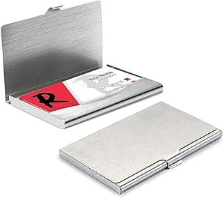 Storite Men's & Women's Stainless Steel Pocket ATM Visiting Credit Card Business Card Case Holder - Silver (9.2 x 0.7 x 5.8 cm)