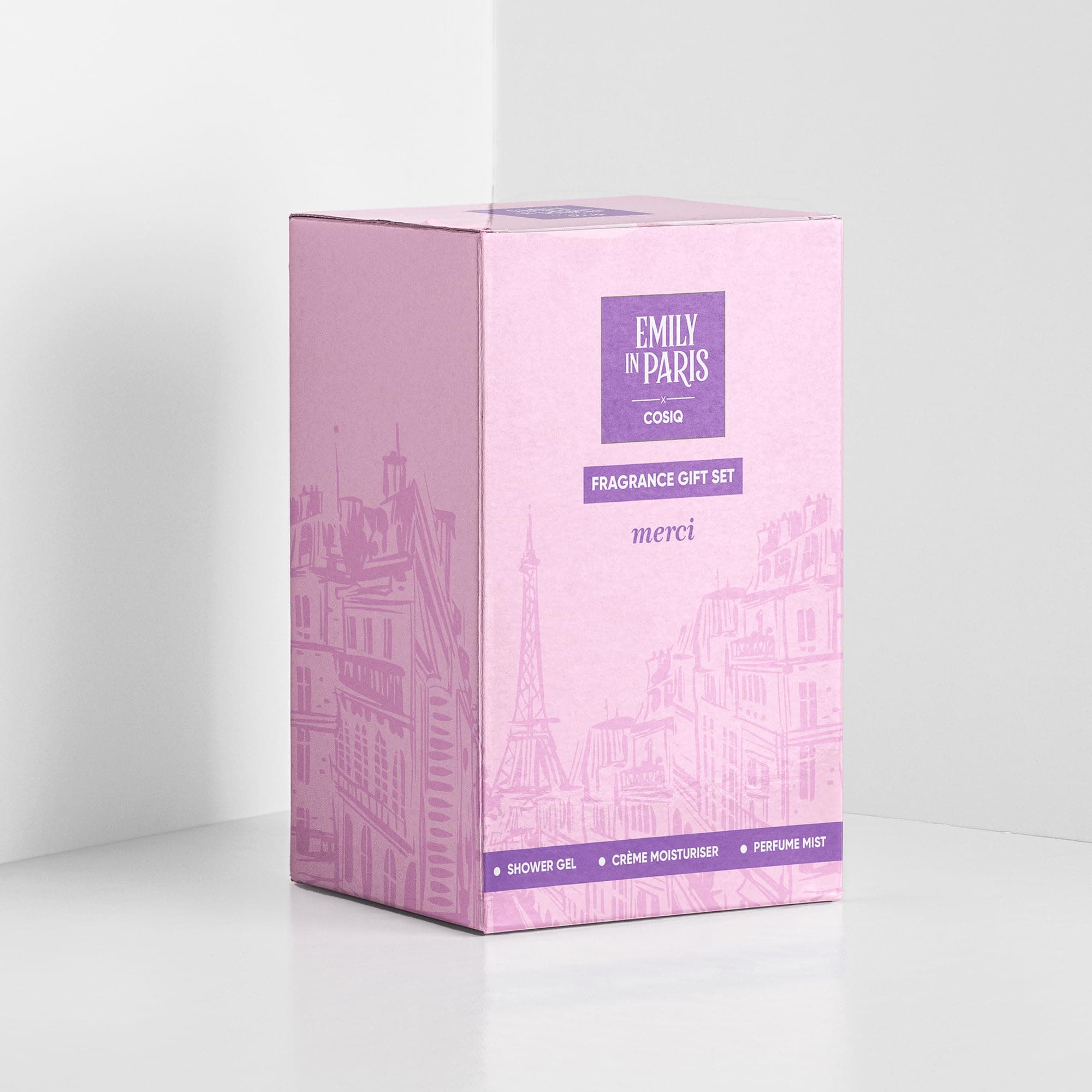 Cos-IQ Emily in Paris Luxury Body Care Gift Set Merci Collection, Pack of 3 | Mist, Shower Gel & Moisturizer, Aromatic Fougere, Festive Box, For Him