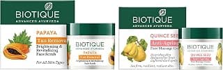 Biotique Bio Quince Seed Nourishing Face Massage Cream For Normal To Dry Skin, 50G And Biotique Bio Papaya Revitalizing Tan Removal Scrub, 75g