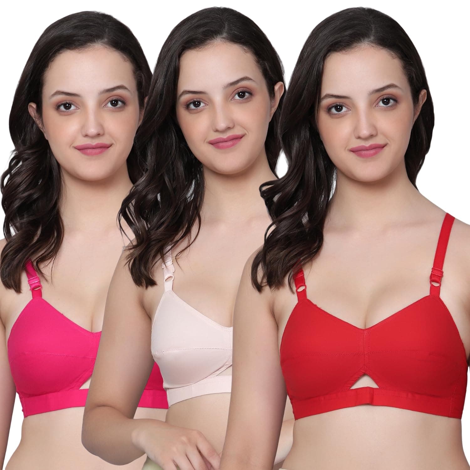 Aimly Women's Cotton Non-Padded Non-Wired Daily Use Everyday wear Regular Bra Combo Pack