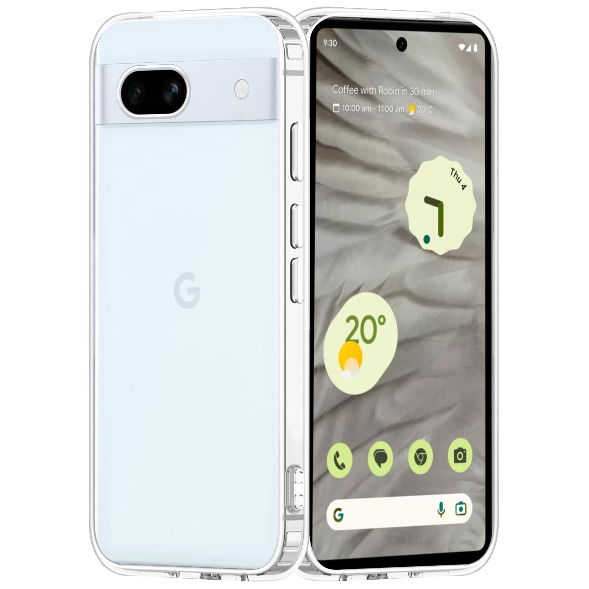 amazon basics Compatible with Google Pixel 7A Case Cover Transparent Non-Slip Hard PC Shockproof Bumper Protective Back Cover - Clear