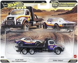 Hot Wheels® Team Transport 67 Off Road Tout-Terrain Camaro, Celebrates Racing Experience & Car Culture, Vehicles, 1:64 Scale Car & Transport, Gift for Race Fans & Toy Car Collectors