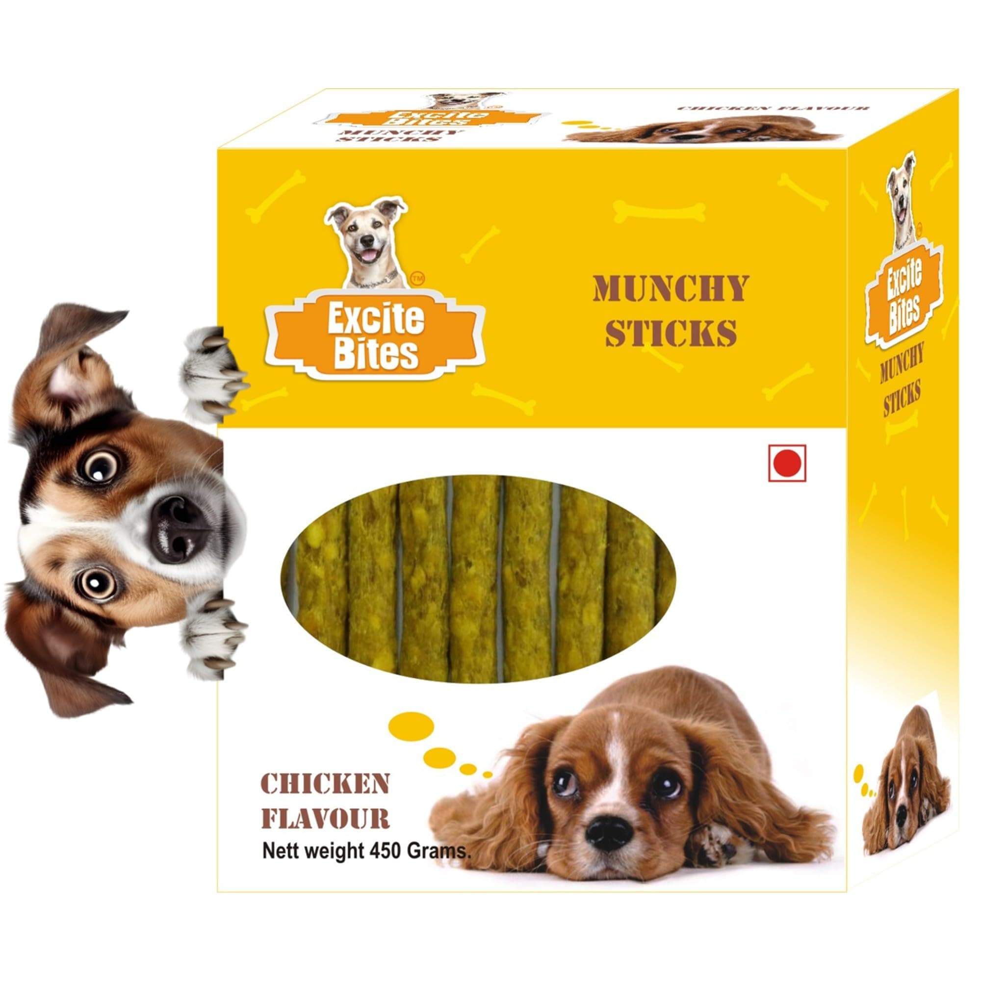EXCITE BITES Chicken Flavor Munchy Sticks for Dog | Protein Chew Sticks for Dogs | Essentials Treats for Adult & Puppies| Dental Sticks for Dogs |Long-Lasting Dog Chew Stick-450grams.
