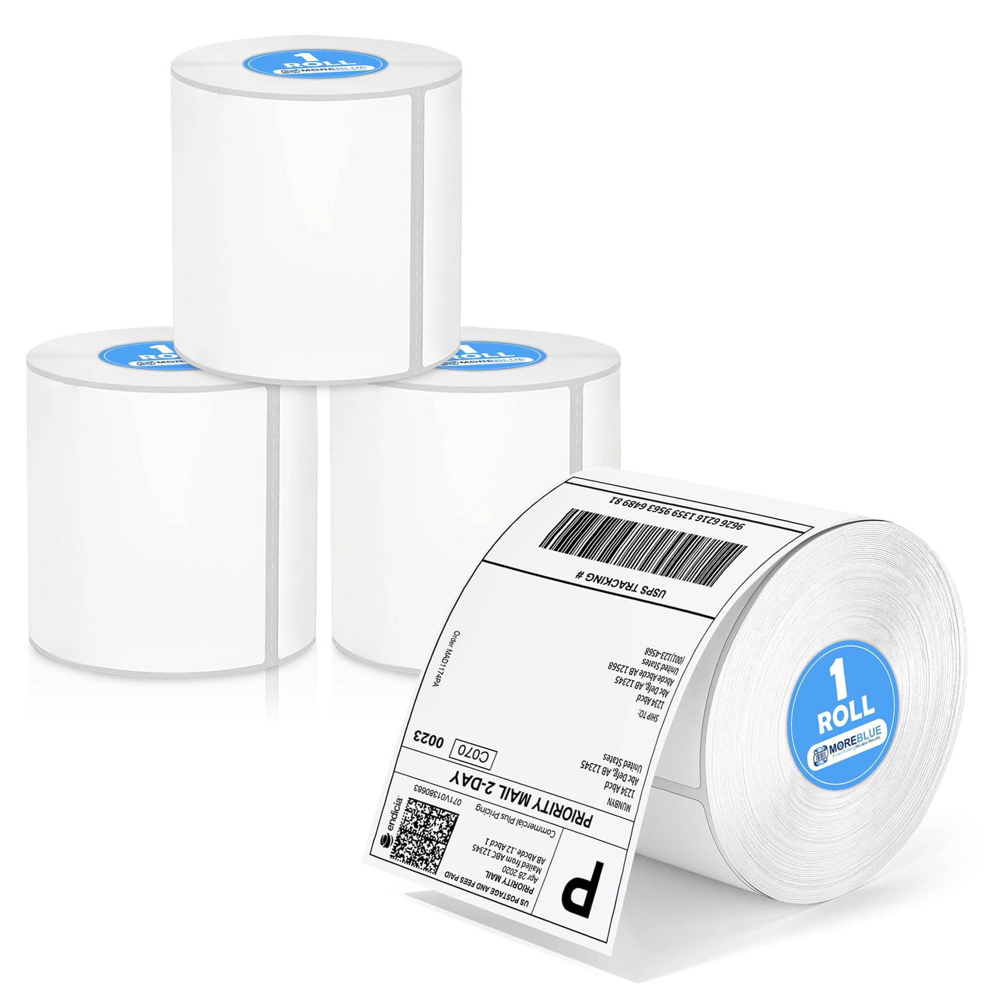 MOREBLUE® 4x6 Thermal Label 4 Roll,1600 Self-Adhesive Shipping Labels, Strong Sticky Smudge-Free & Jam-Free Thermal Printer Labels for Ecommerce & Courier Shipping Sticker