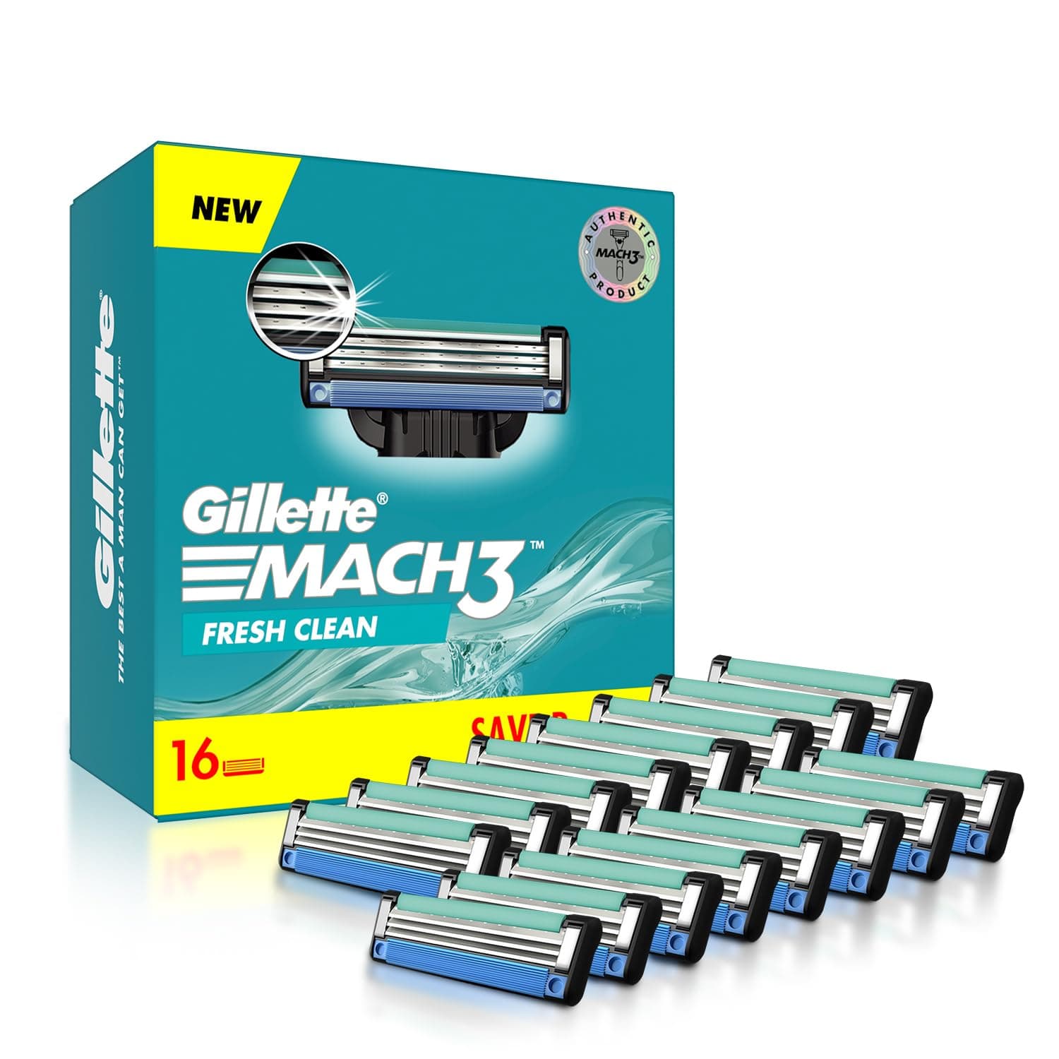 Gillette Mach3, Shaving Blades For Men | 16 Cartridges, Mega Savings Pack | 16 Cartridges Last Up-To 240 Shaves | Your Most Comfortable Shave