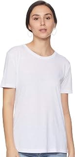 Marks & Spencer Womens Solid Polyester Blend Crew Neck Relaxed Fit T Shirt