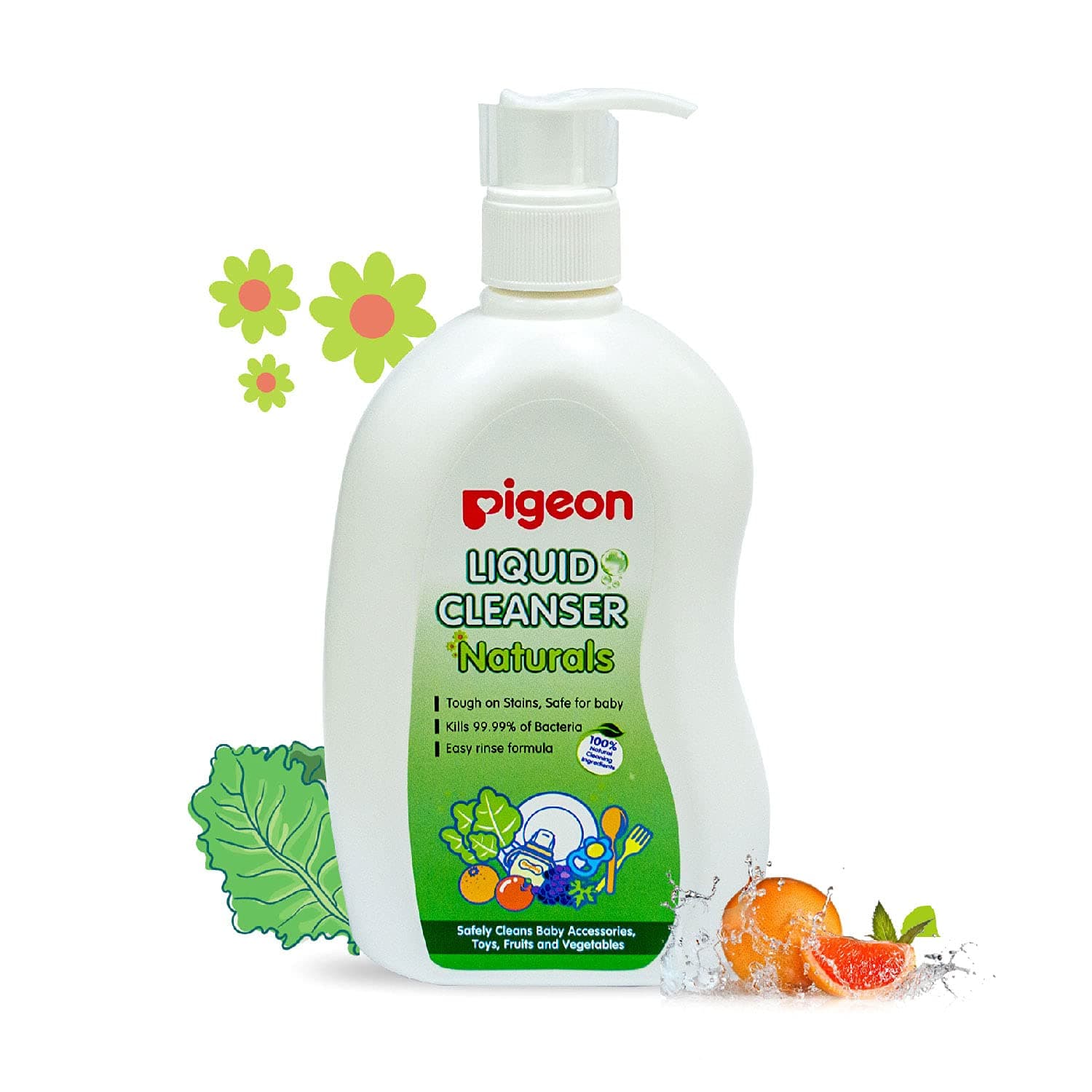 Pigeon Liquid Cleanser Naturals 500 ml | pH Friendly | Japan's No.1 Brand | No Added Color & Alcohol | Natural Cleanser for Baby Feeding Bottles, Accessories, Fruits & Vegetables