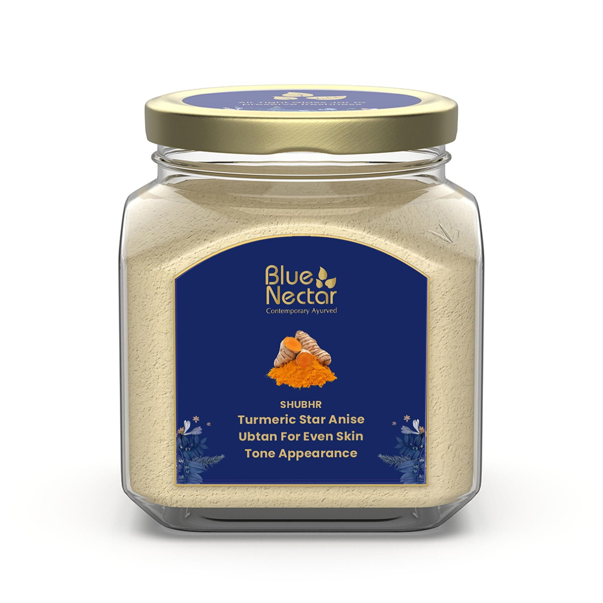 Blue Nectar Turmeric Ubtan Face Pack Powder | Tan Removal Face Pack for Glowing Skin for Women & Men | Multani Mitti with Ayurvedic Herbs for Skin Brightening (9 Herbs, 115 g)