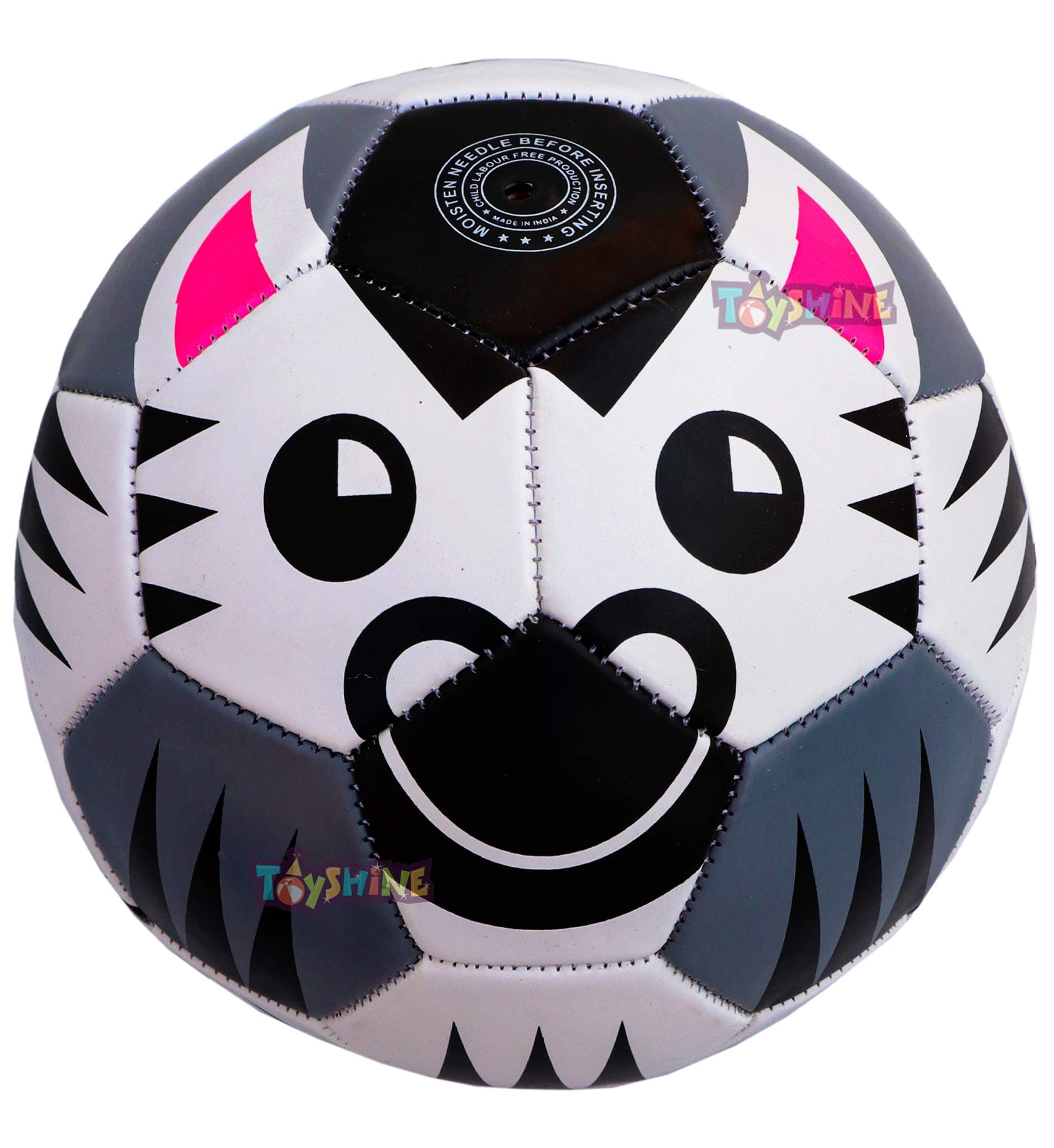 Toyshine Synthetic Leather Edu-Sports Zebra Football Soccer Educational Toy Ball for 4-8 Years Kids, Size 3 (Pump Not Included)
